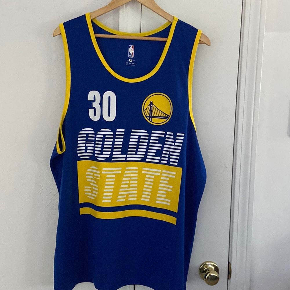 Golden State Warriors NBA #30 Curry Jersey (Men's 2XL) Blue